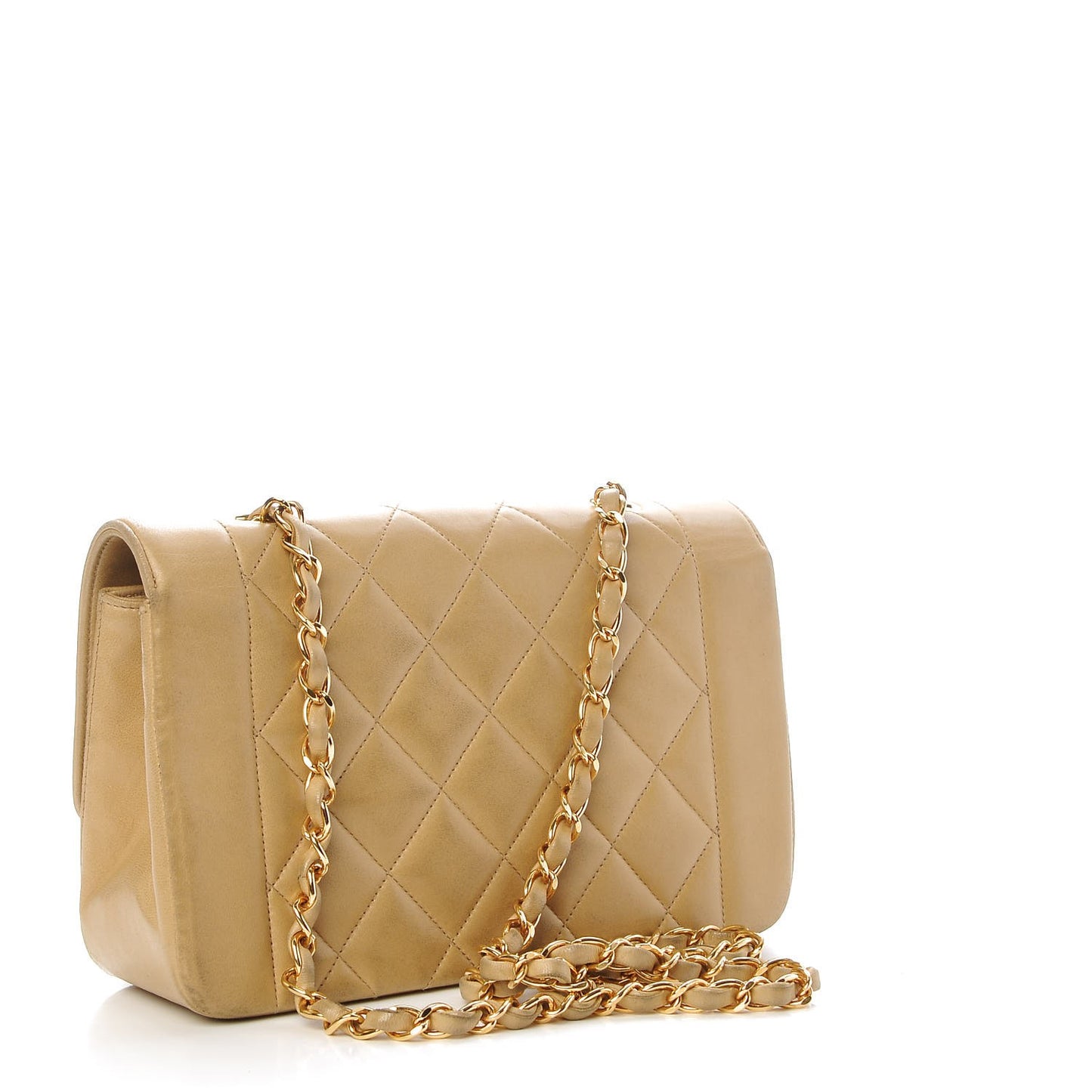 Lambskin Quilted Small Single Flap Beige