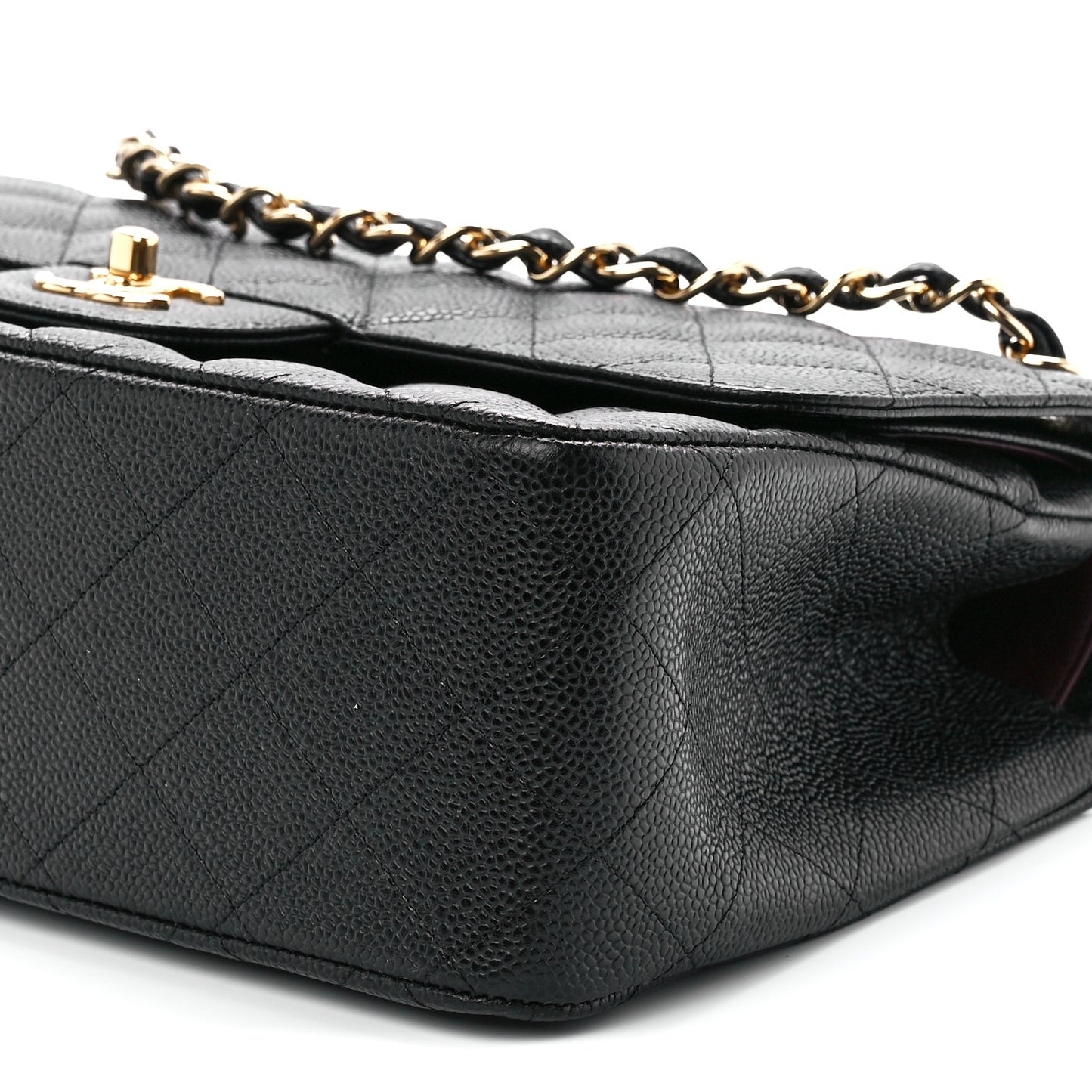 Caviar Quilted Jumbo Double Flap Black