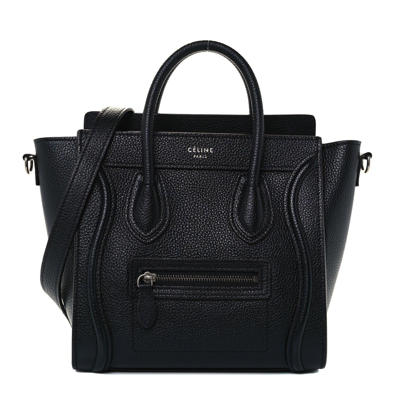 Celine Drummed Calfskin Nano Luggage Black 1 of 10