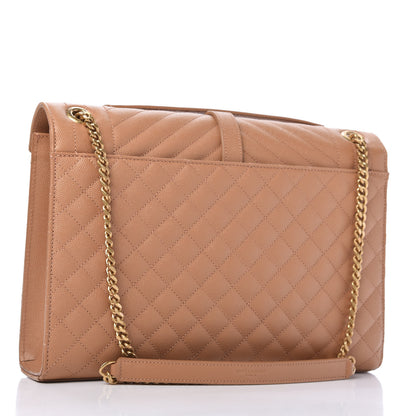 Saint Laurent Grain De Poudre Textured Mixed Matelasse Triquilt Large Monogram Satchel Dune 3 of 10