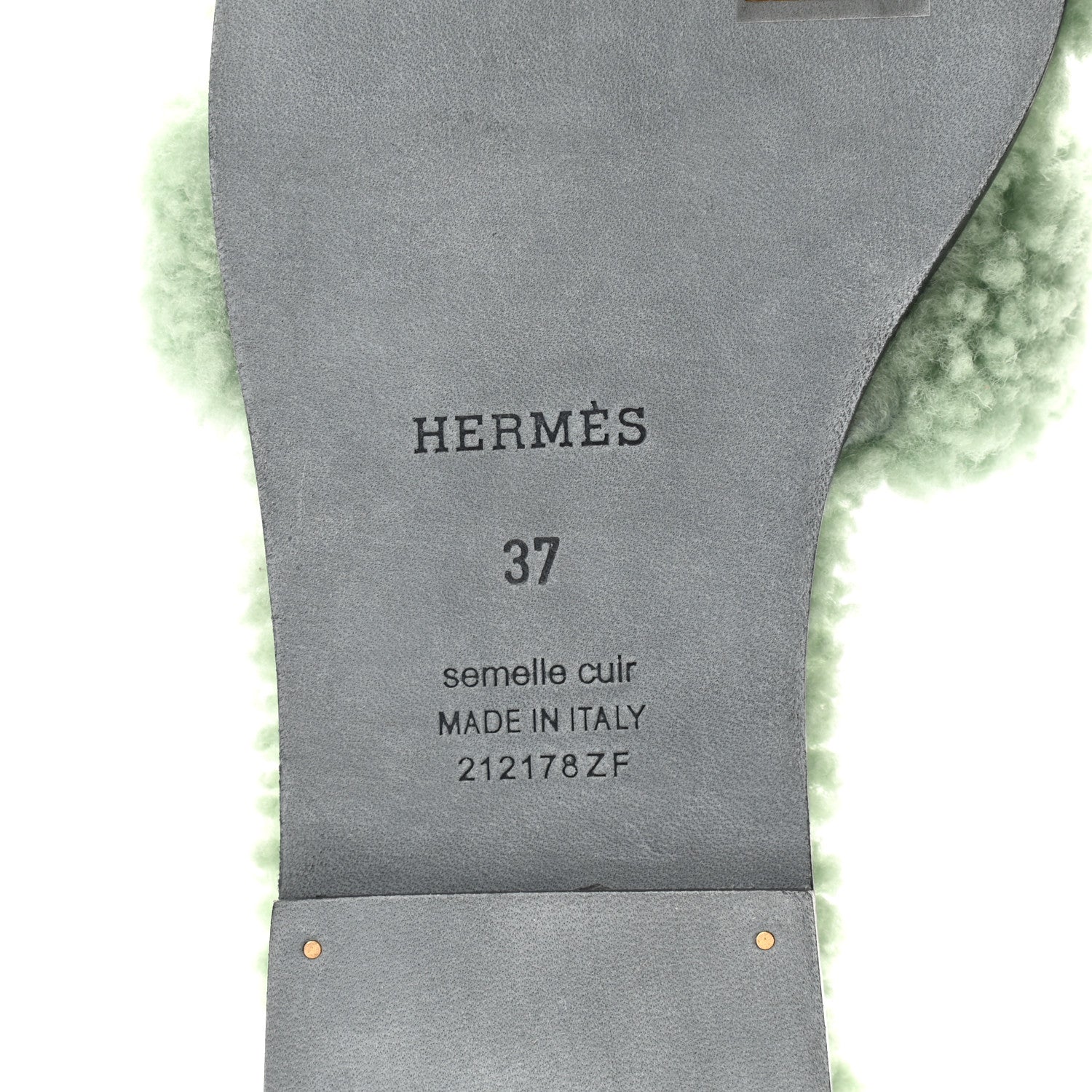 Hermes Woolskin Oran Sandals 37 Vert D'Eau 6 of 8