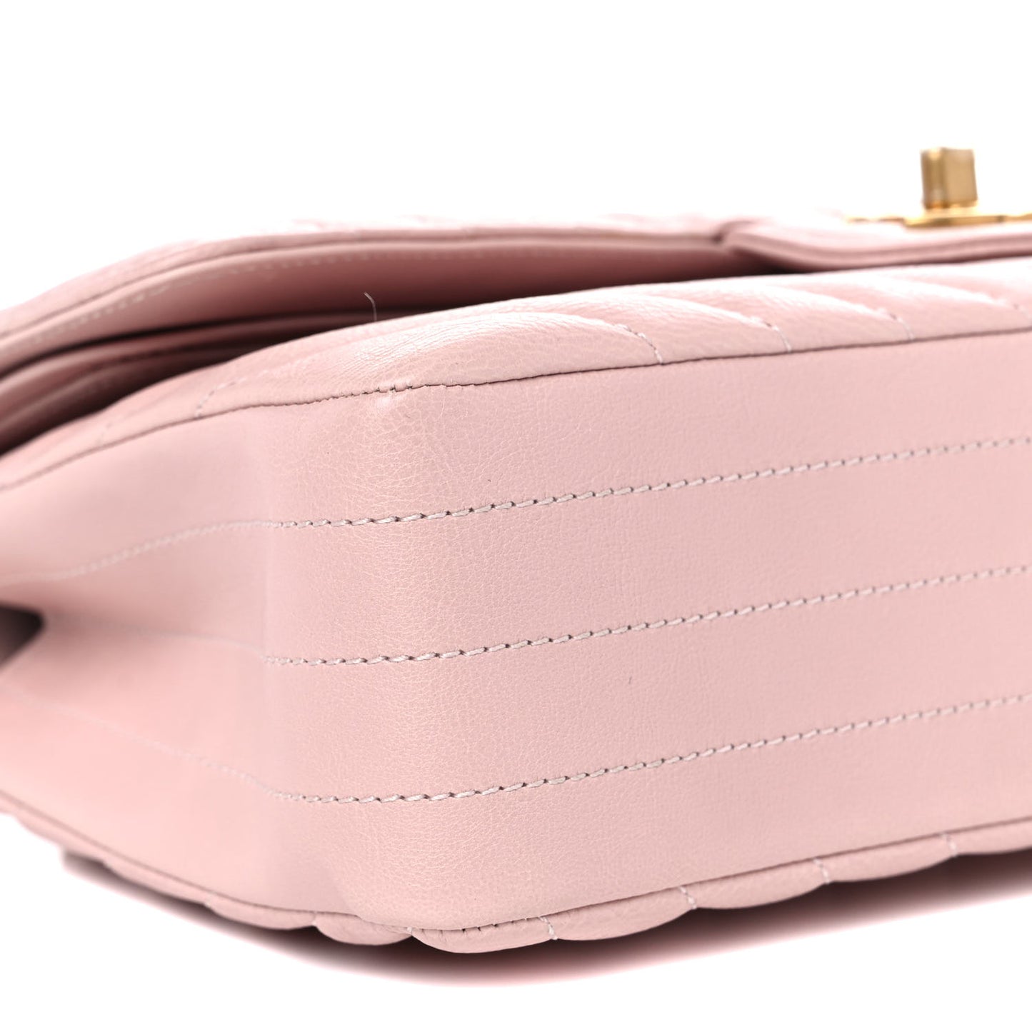 Calfskin Chevron Quilted Medium Double Flap Light Pink