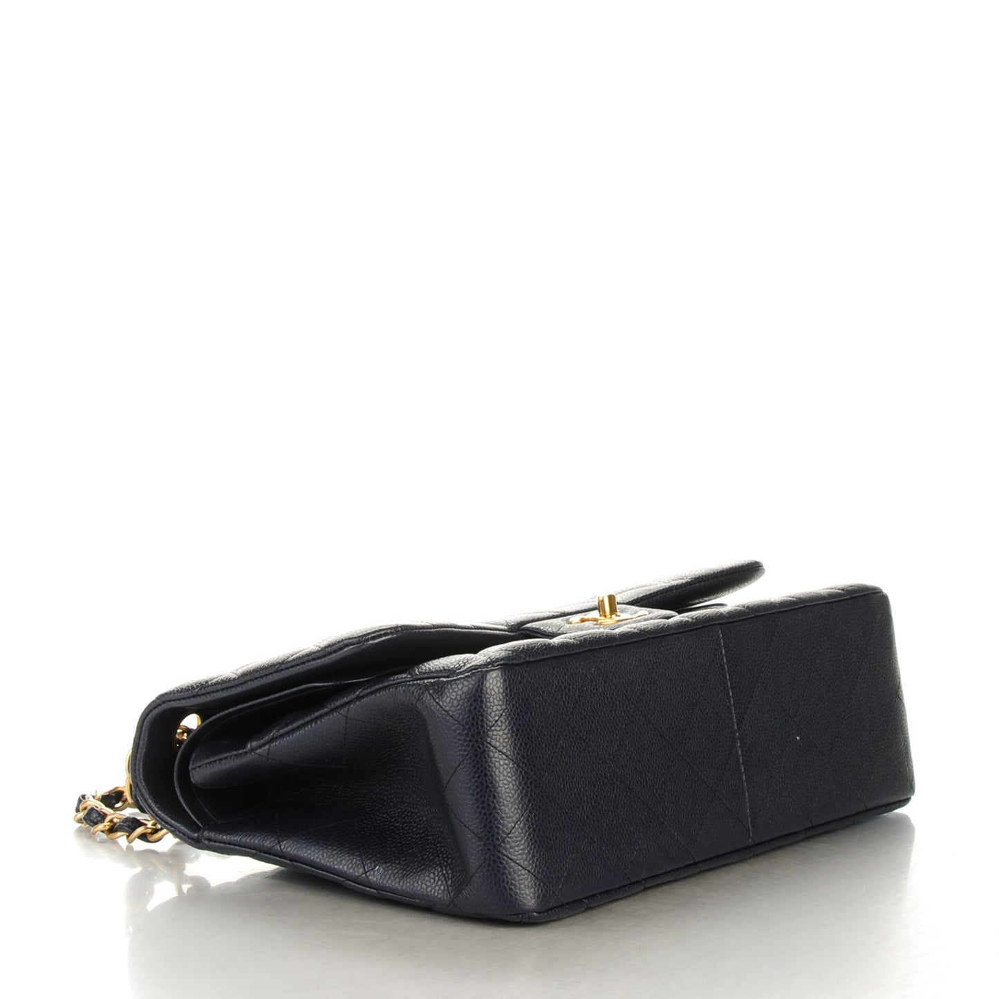 Caviar Quilted Jumbo Double Flap Navy Blue