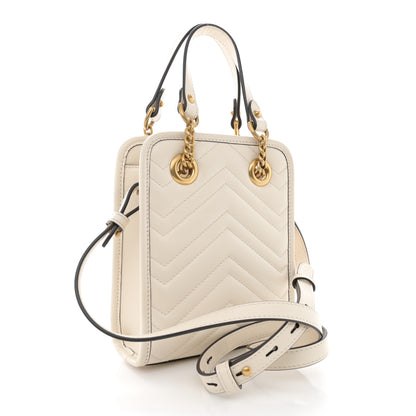 Gucci Calfskin Matelasse Chevron Mini GG Marmont Tote Mystic White 3 of 14