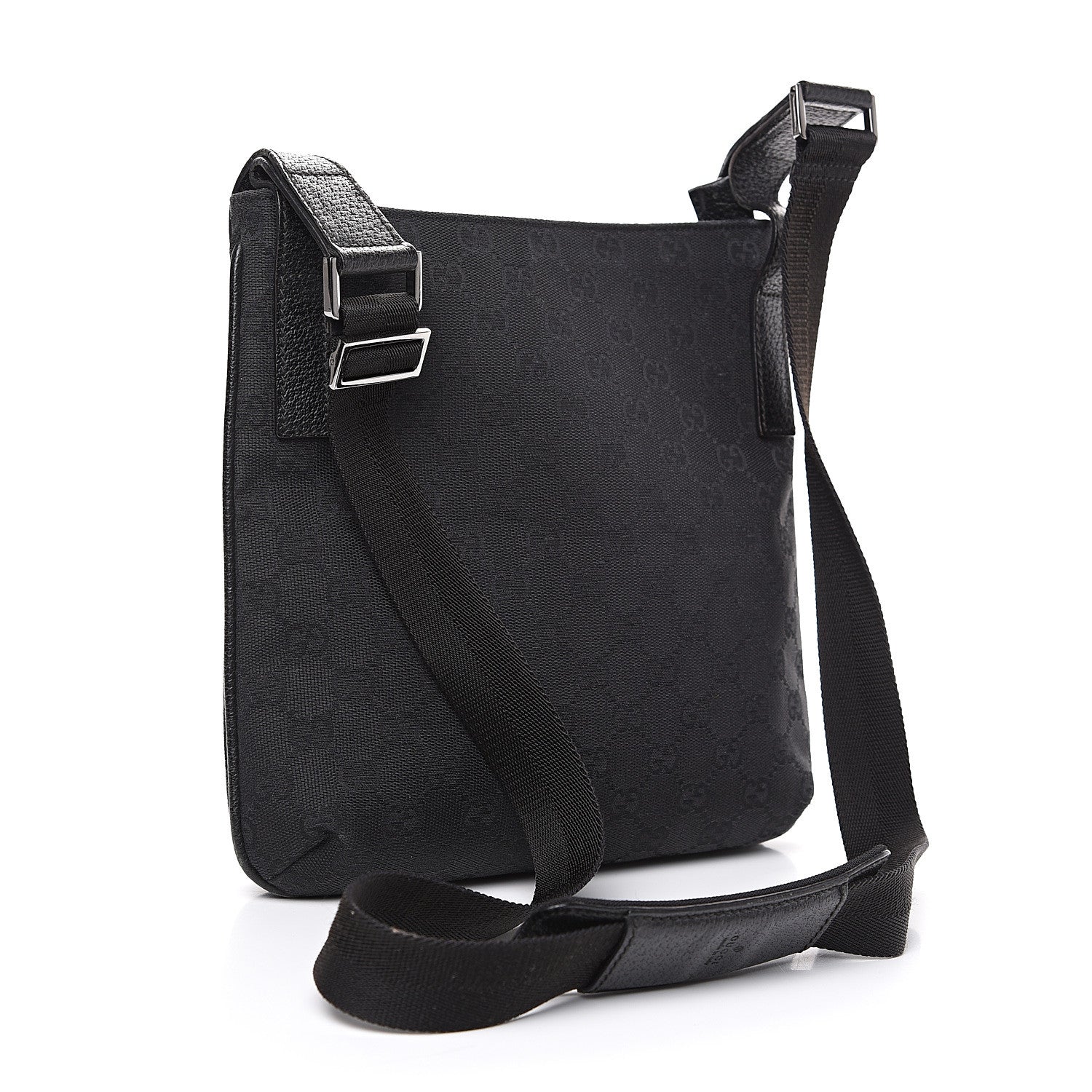 Gucci Monogram Flat Messenger Bag Black 2 of 10