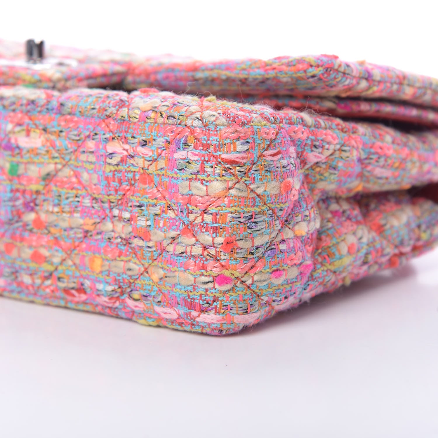 Chanel Tweed Quilted Medium Double Flap Pink 11 of 12