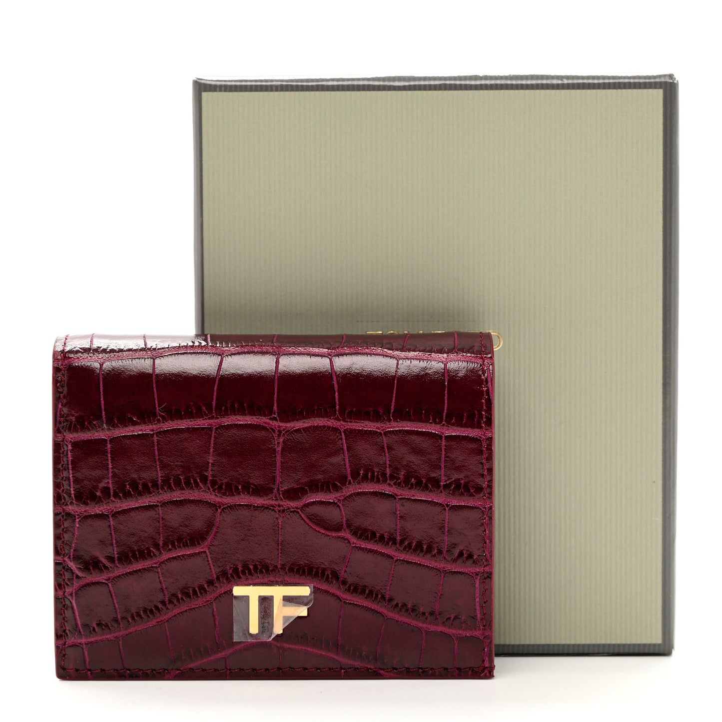 Calfskin Crocodile Embossed Wallet Red