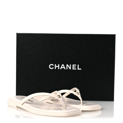 Chanel Goatskin CC Times Square Thong Sandals 35 White 11 of 11