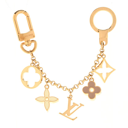 Louis Vuitton Brass Enamel Fleur De Monogram Bag Charm Chain Gold 1 of 5