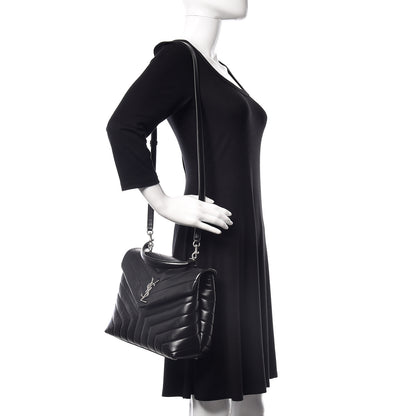 Saint Laurent Calfskin Y Quilted Monogram Medium Loulou Satchel Black 2 of 9