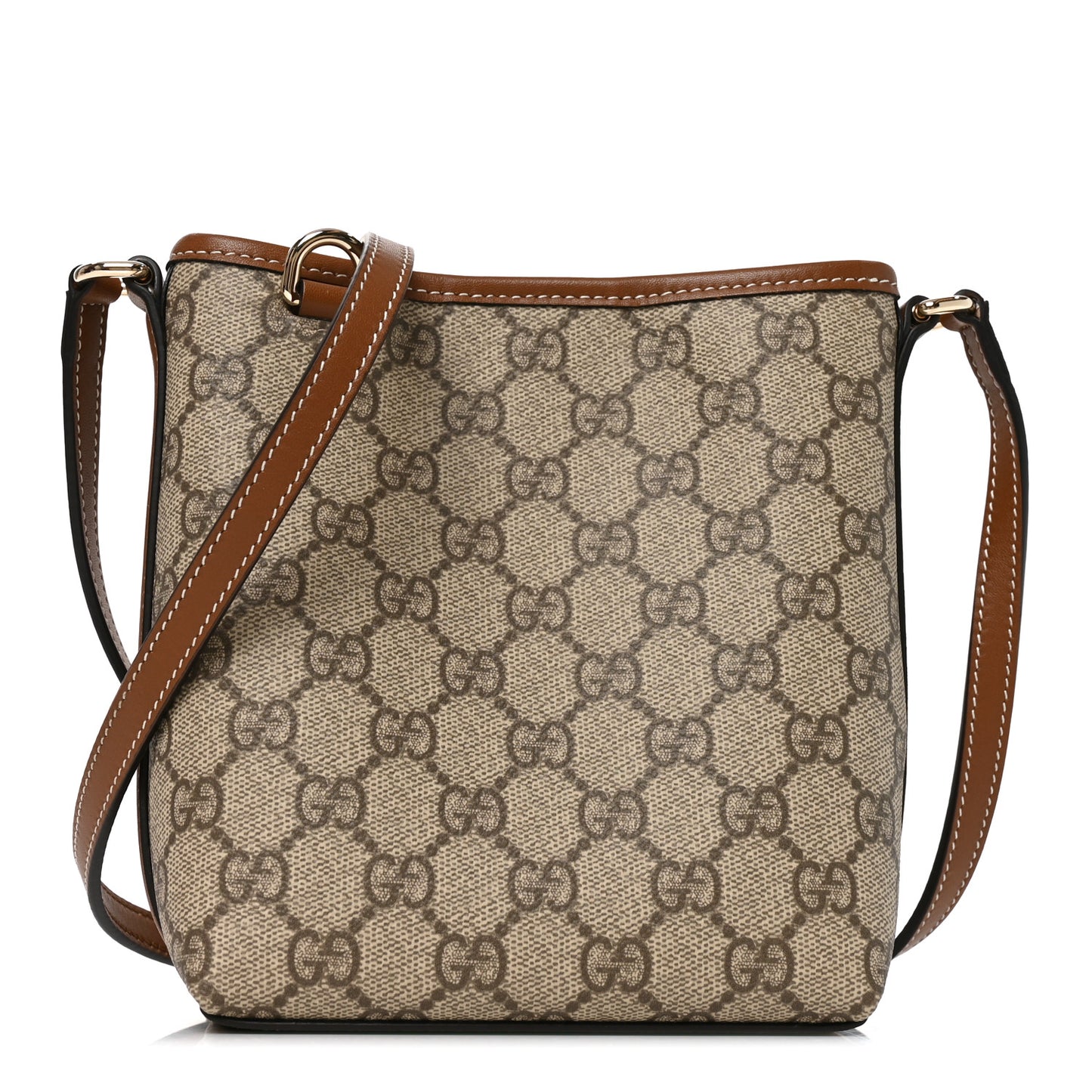 GG Supreme Monogram Emblem Nano Bucket Bag  Beige Dark Brown