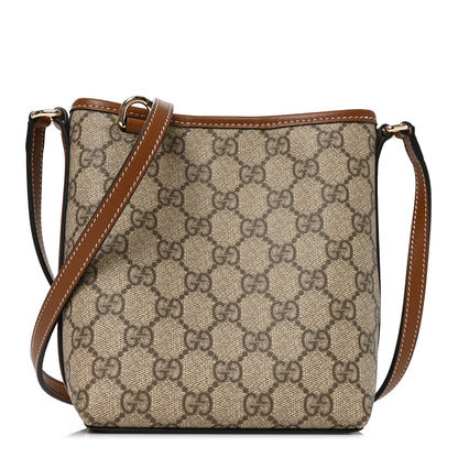 Gucci GG Supreme Monogram Emblem Nano Bucket Bag  Beige Dark Brown 1 of 10