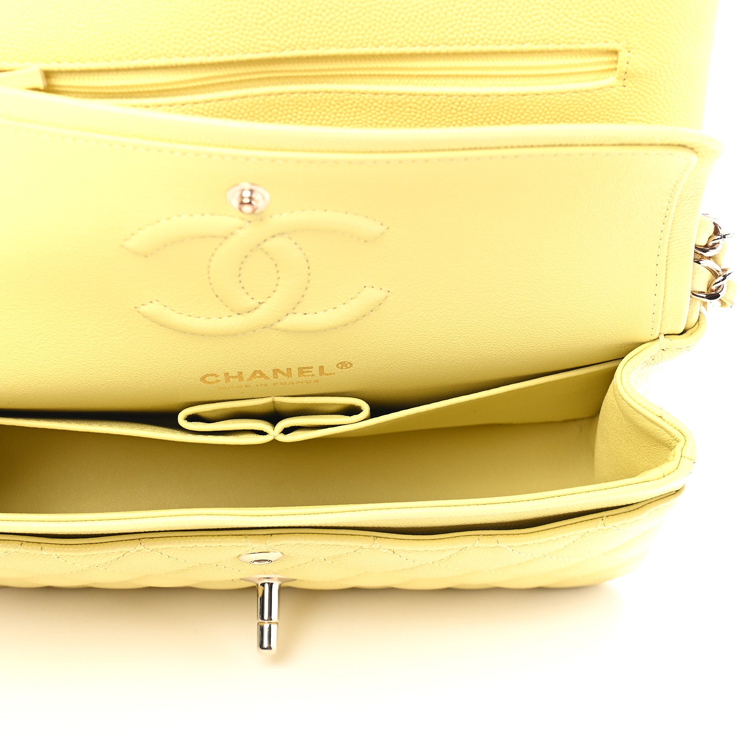 Chanel Caviar Quilted Small Double Flap Yellow 4 of 8