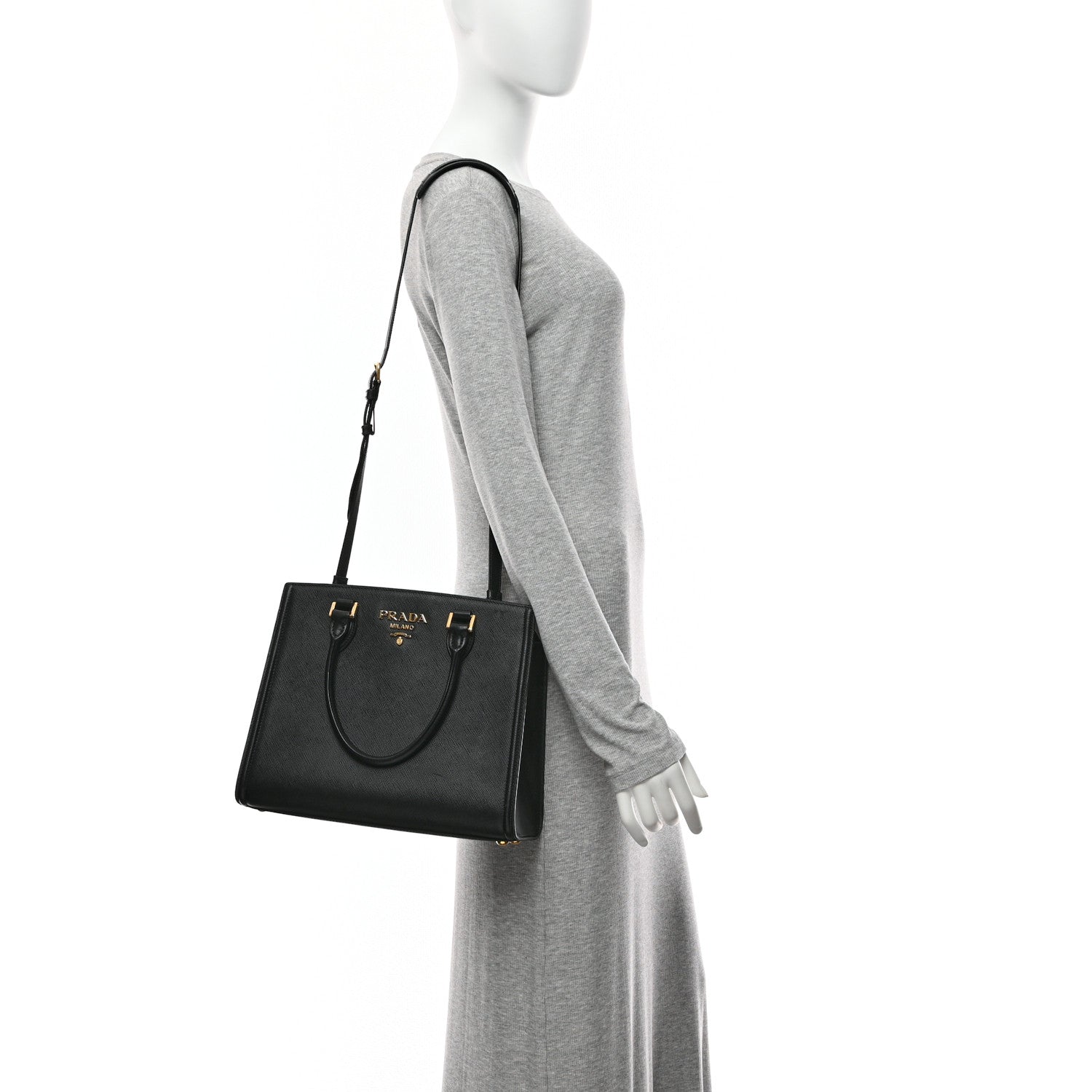 Prada Saffiano Soft Calfskin Large Tote Black 2 of 13