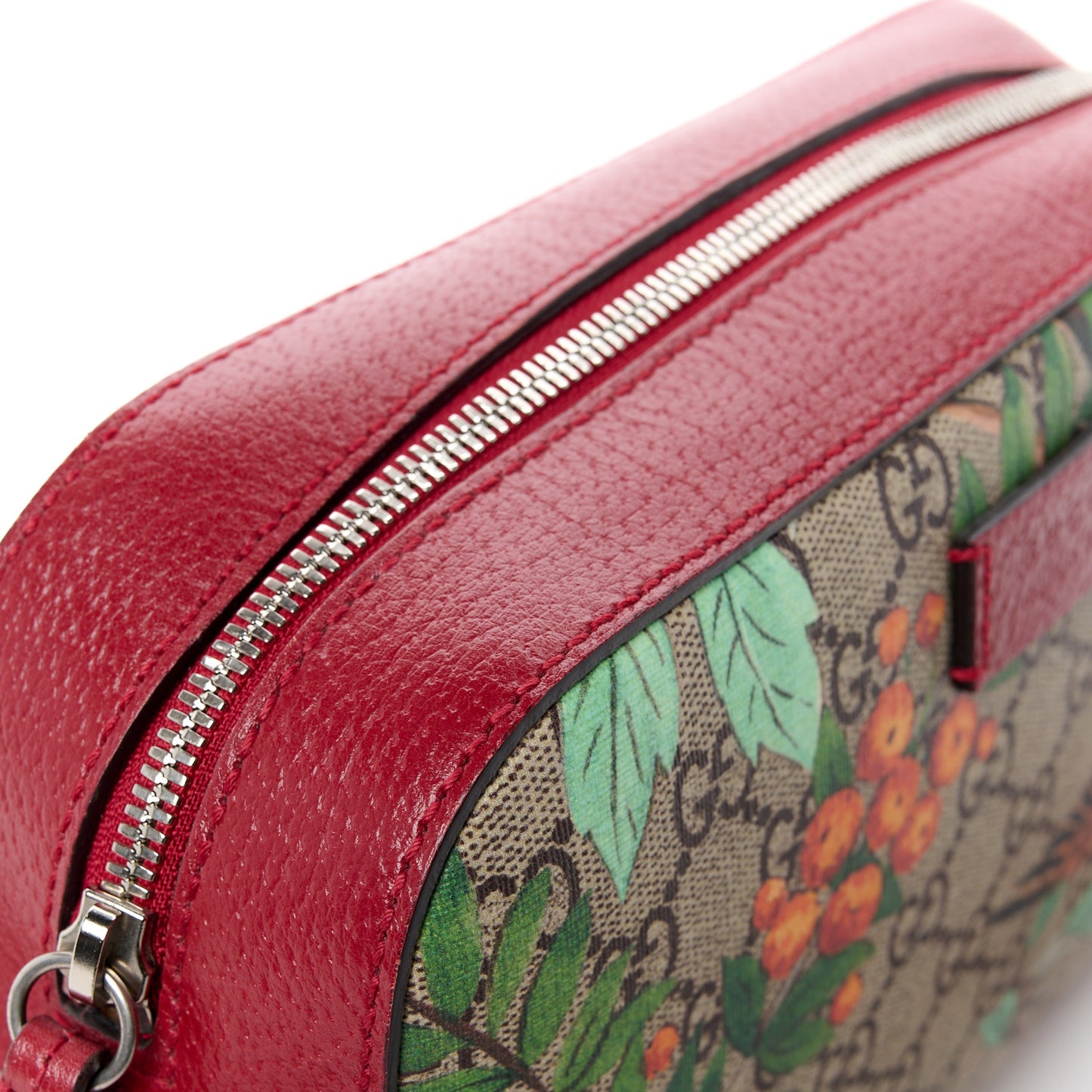 GG Supreme Monogram Tian Web Camera Bag Beige Multicolor Red