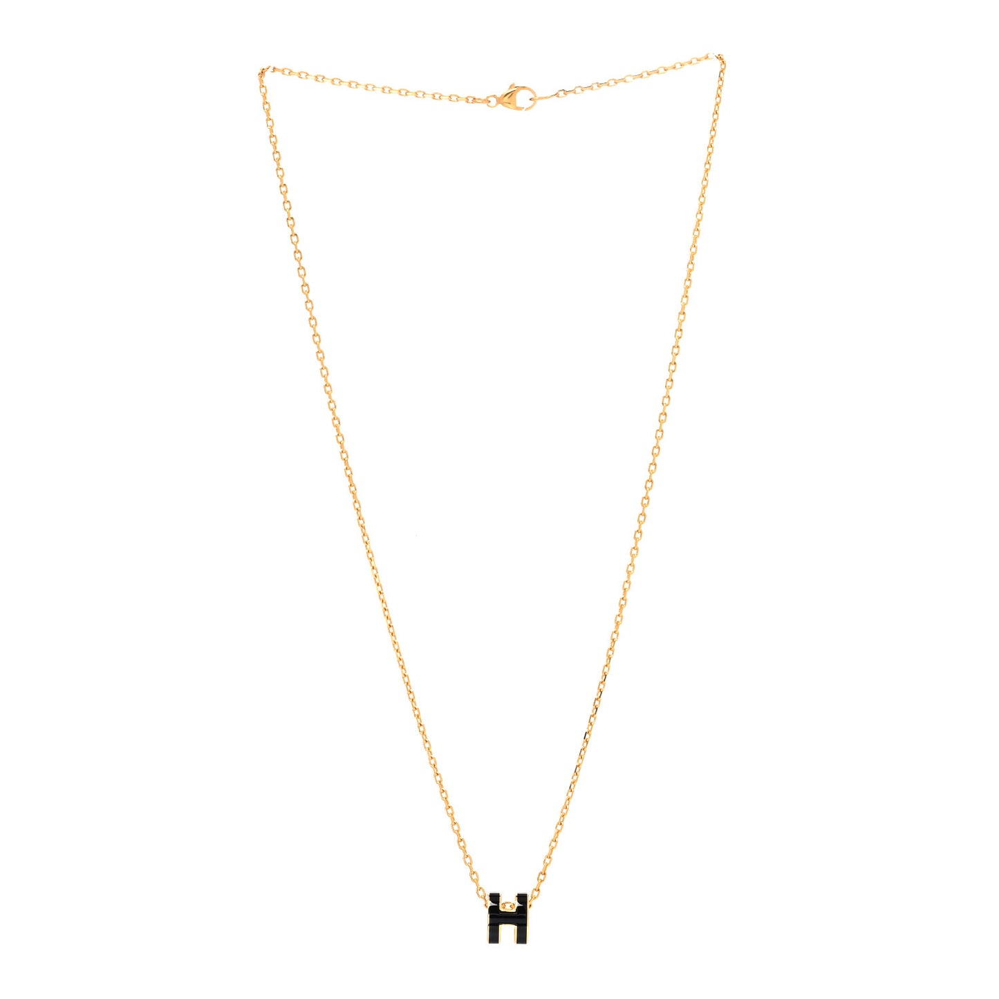 Lacquered Gold Mini Pop H Pendant Necklace Black
