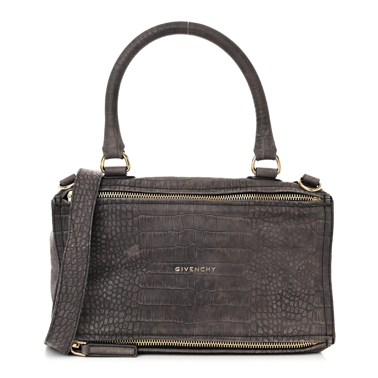 Givenchy Nubuck Crocodile Embossed Medium Pandora Dark Grey 1 of 12