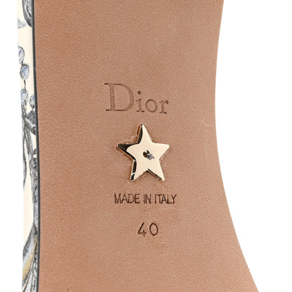 Christian Dior Canvas Toile de Jouy Mexico Embroidered Dway 35mm Slide Sandals 40 White Blue 8 of 10