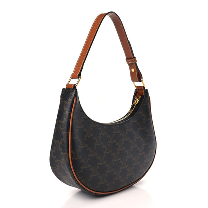 Celine Triomphe Canvas Calfskin Ava Shoulder Bag Tan 3 of 9