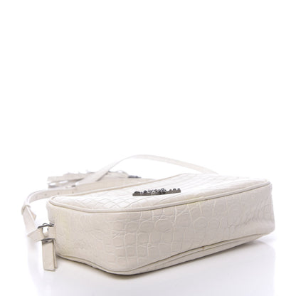 Saint Laurent Calfskin Crocodile Embossed Monogram Lou Camera Bag White 4 of 14
