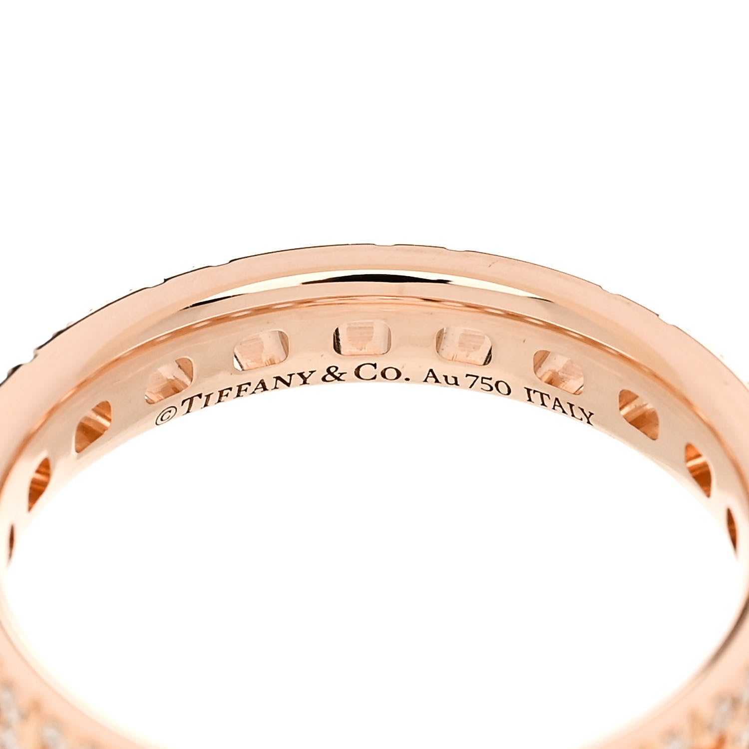 Tiffany 18K Rose Gold Diamond Narrow T True Band Ring 49 5 5 of 5