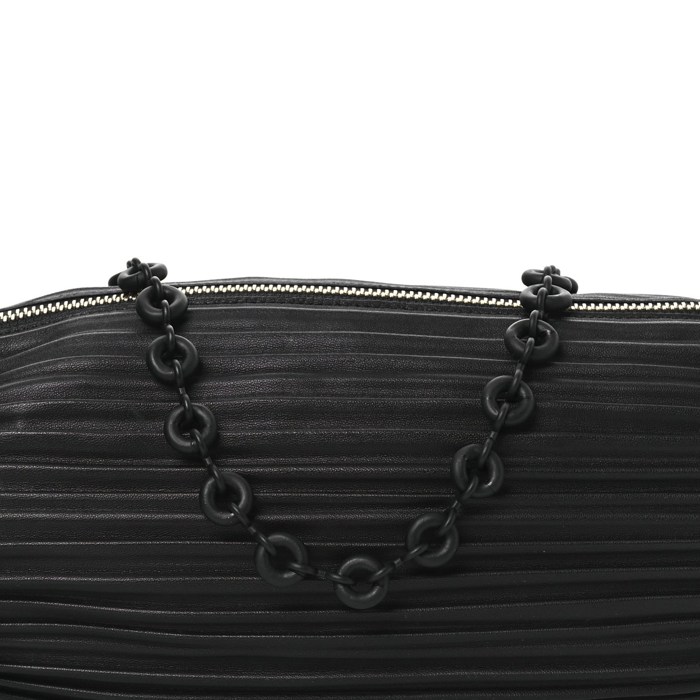 Lambskin Pleated Bracelet Pouch Chain Shoulder Bag Black