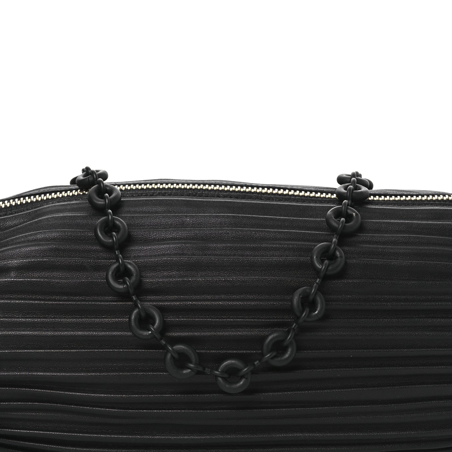 Loewe Lambskin Pleated Bracelet Pouch Chain Shoulder Bag Black 9 of 12