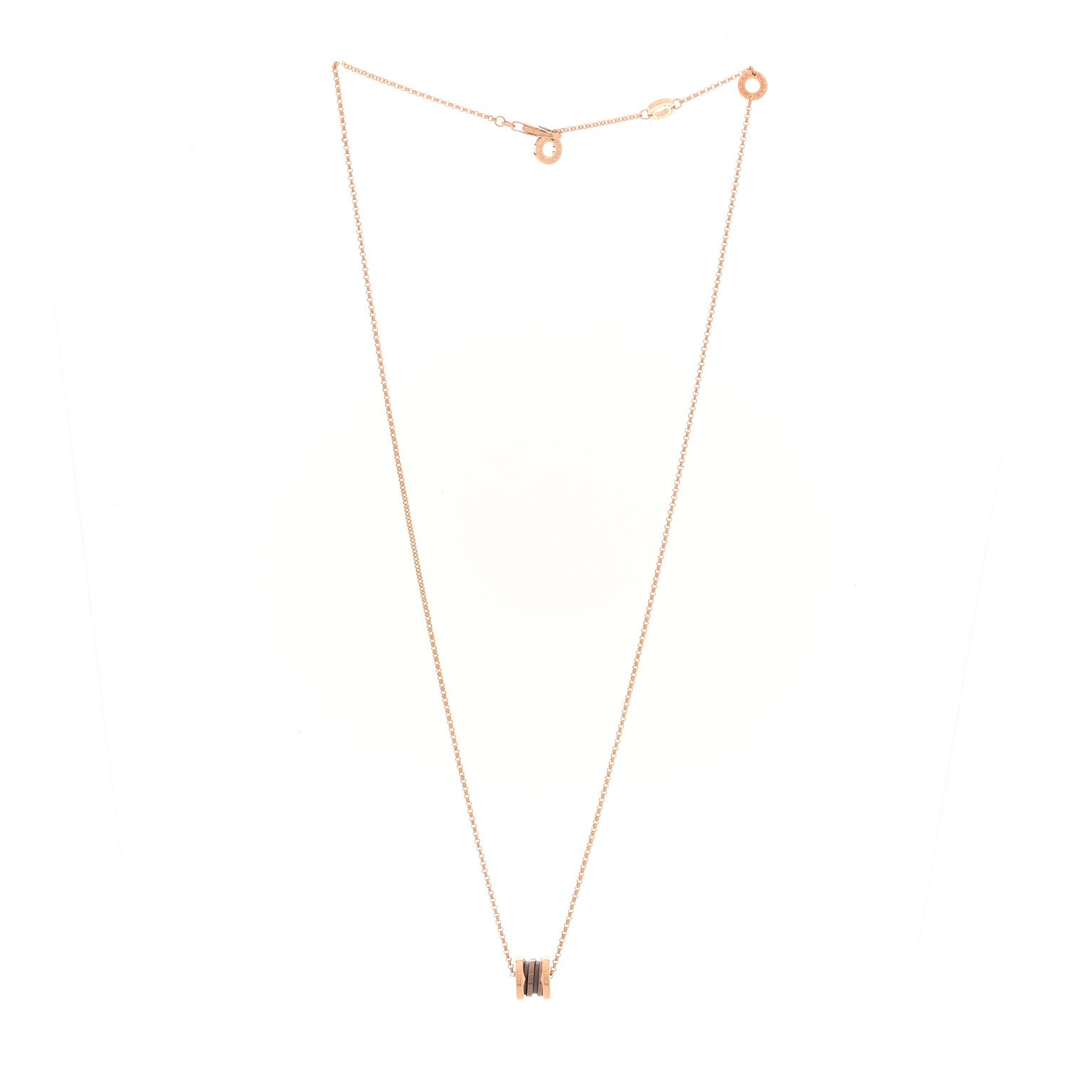 Bulgari 18K Rose Gold Cermet Small B.Zero1 Pendant Necklace 3 of 5