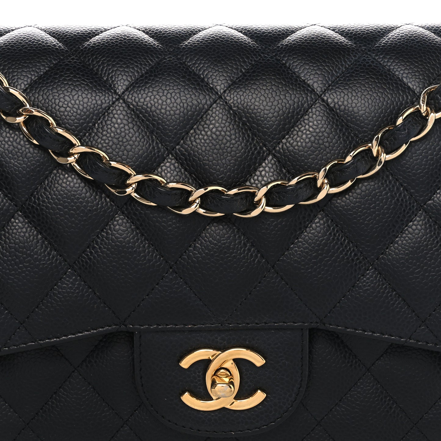 Caviar Quilted Jumbo Double Flap Black