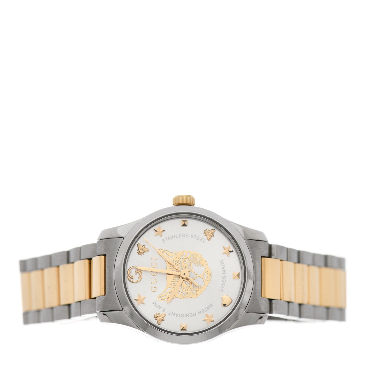 Gucci Stainless Steel 27mm G-Timeless Two Tone Cat Quartz Watch 2 of 6