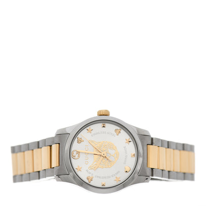 Gucci Stainless Steel 27mm G-Timeless Two Tone Cat Quartz Watch 2 of 6