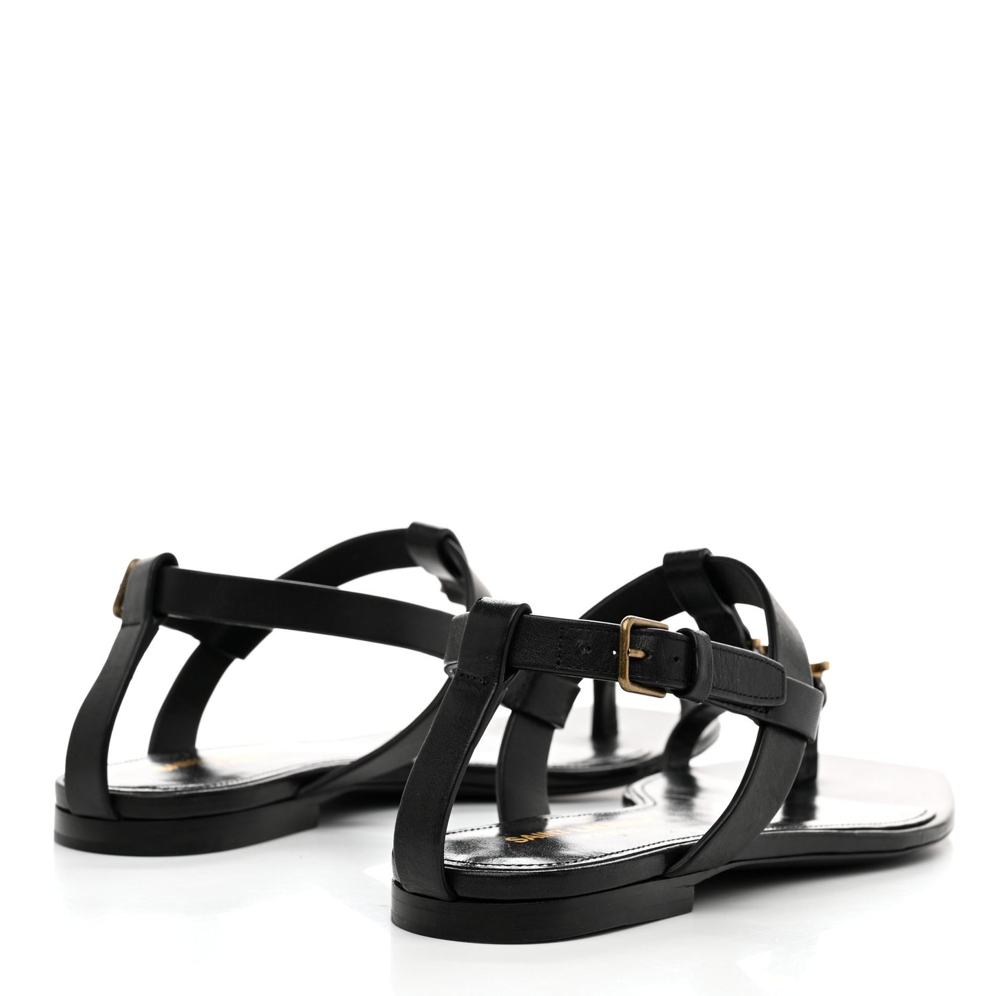 Patent Calfskin Cassandra Monogram Sandals 36.5 Black