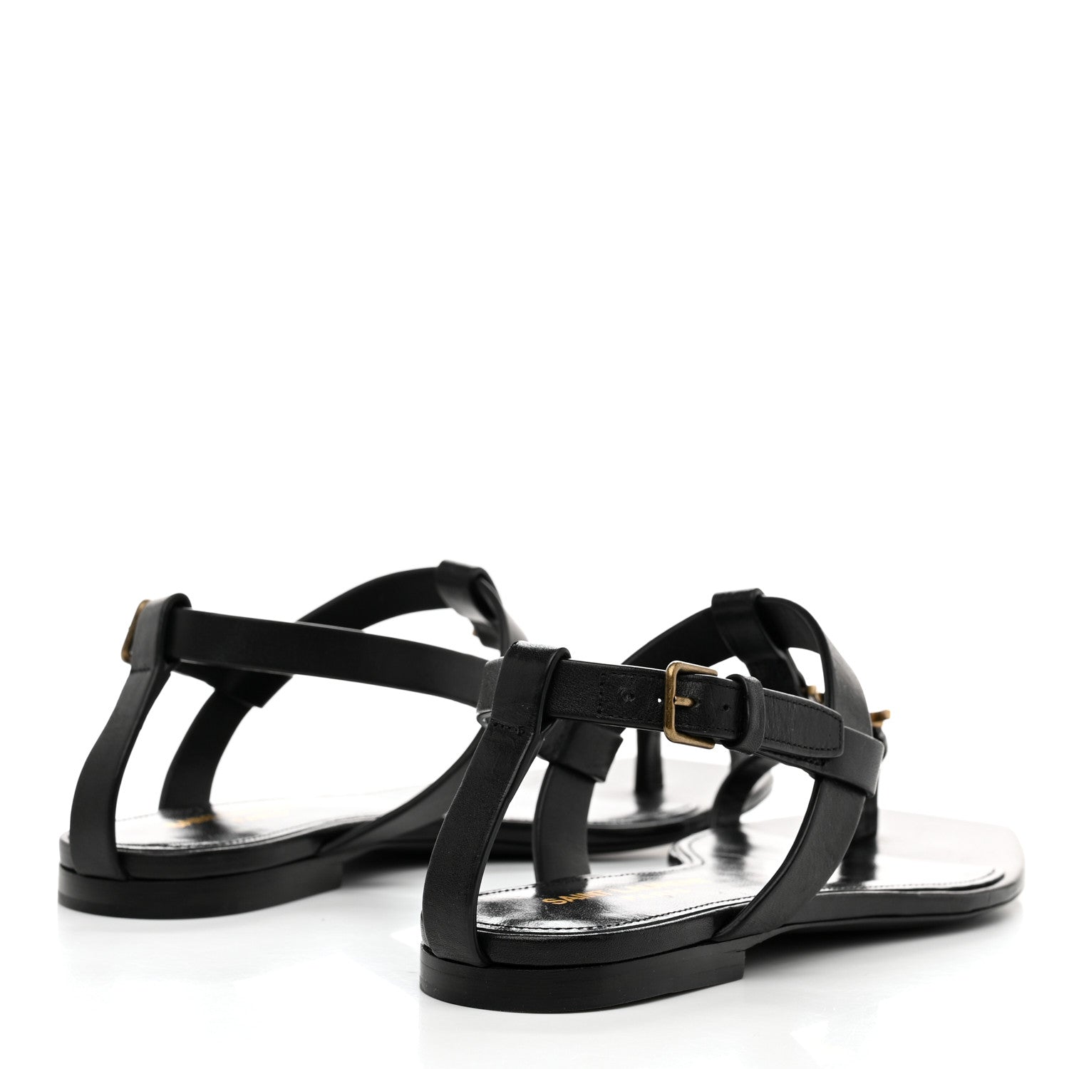 Saint Laurent Patent Calfskin Cassandra Monogram Sandals 36.5 Black 4 of 9