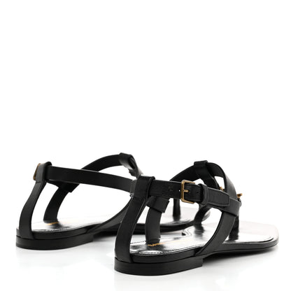 Saint Laurent Patent Calfskin Cassandra Monogram Sandals 36.5 Black 4 of 9