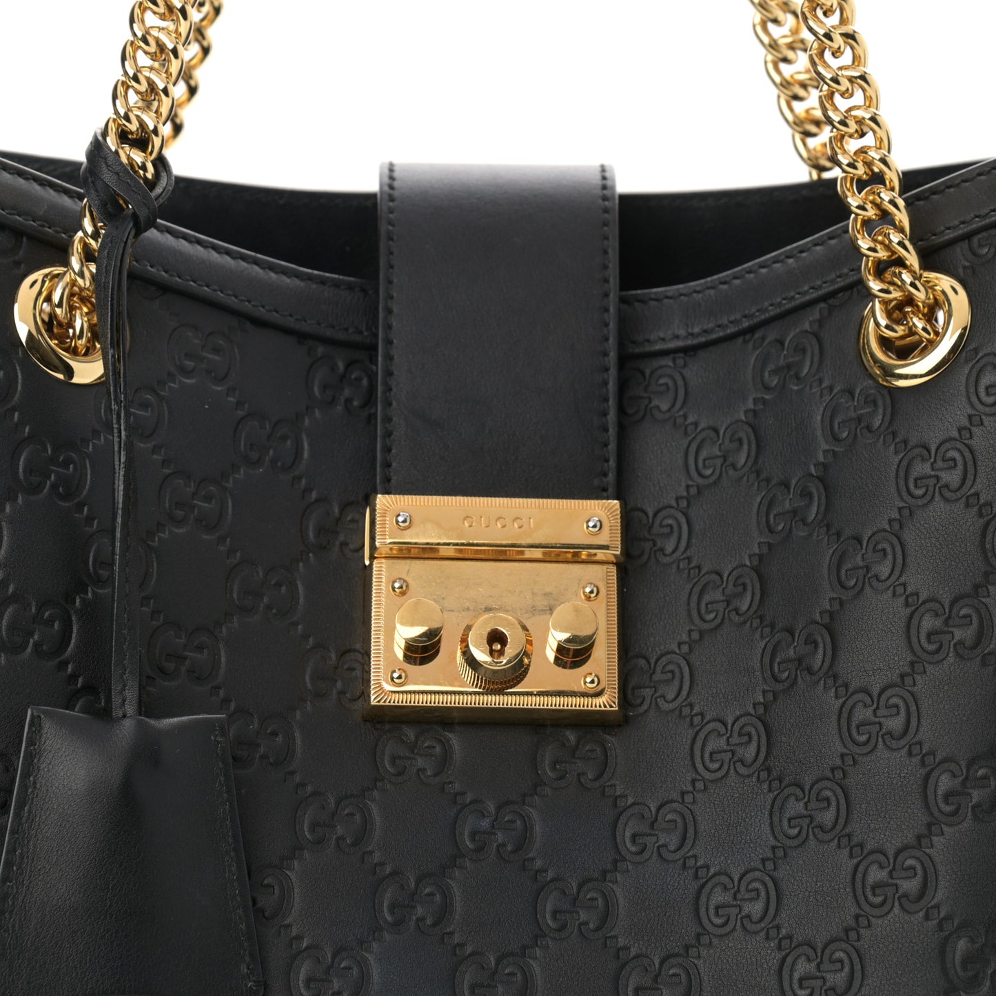 Guccissima Medium Padlock Tote Black