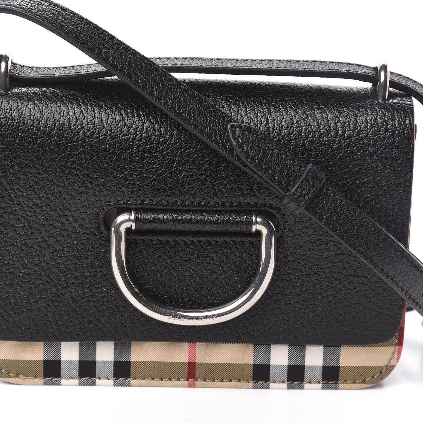 Goatskin Vintage Check Mini D-Ring Bag Black
