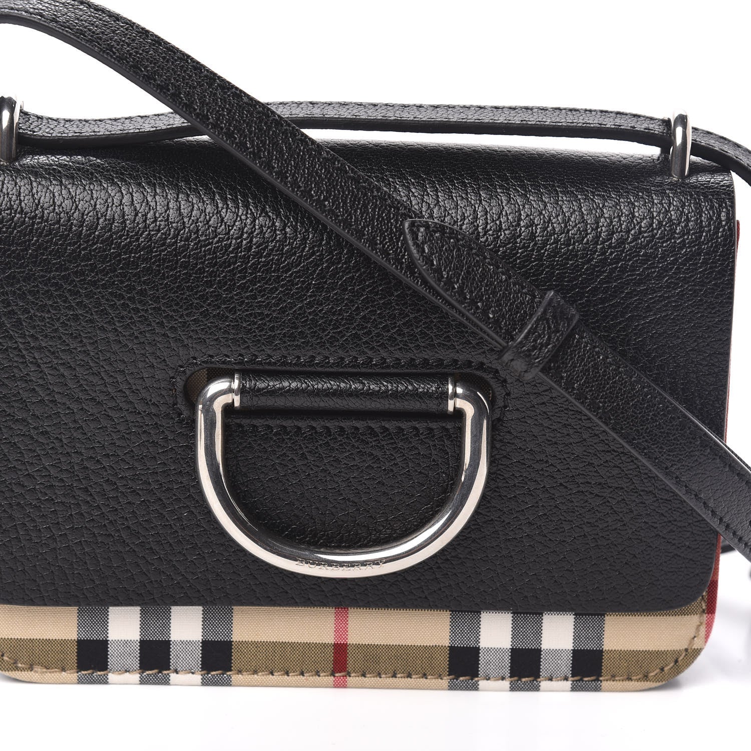 Burberry Goatskin Vintage Check Mini D-Ring Bag Black 10 of 11