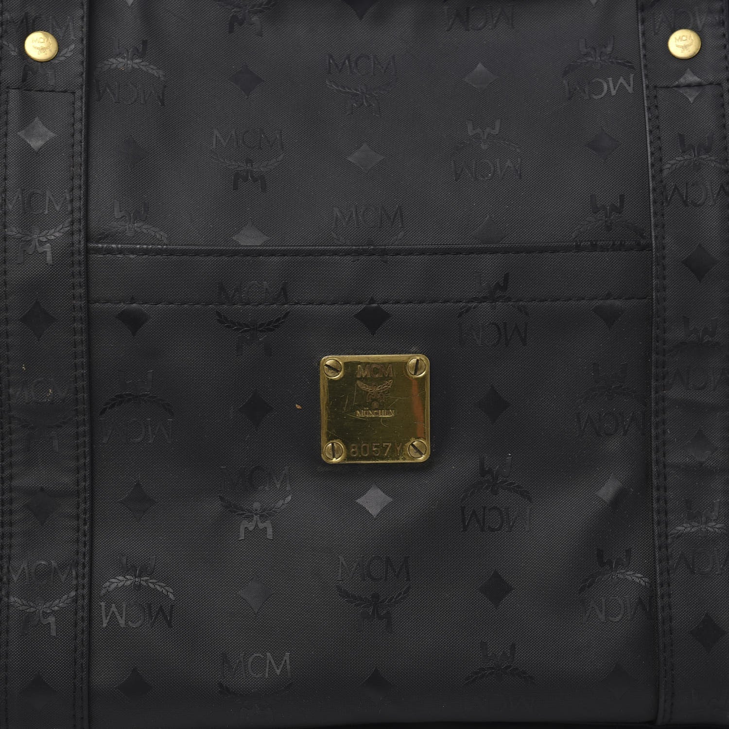 MCM Monogram Coated Canvas Tote Bag Black 11 of 11