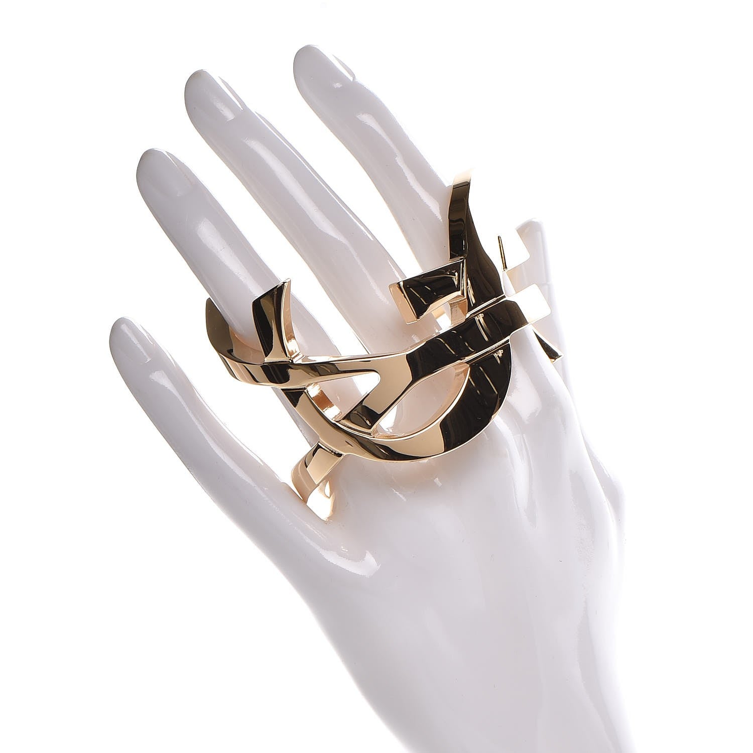 Saint Laurent Brass Monogram Medium Cuff Bracelet Gold 2 of 5