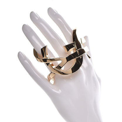 Saint Laurent Brass Monogram Medium Cuff Bracelet Gold 2 of 5