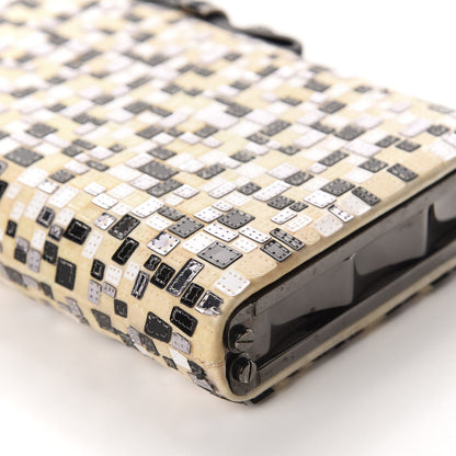 Christian Louboutin Satin Sequins Mosaique Cleo Clutch Black White 6 of 14