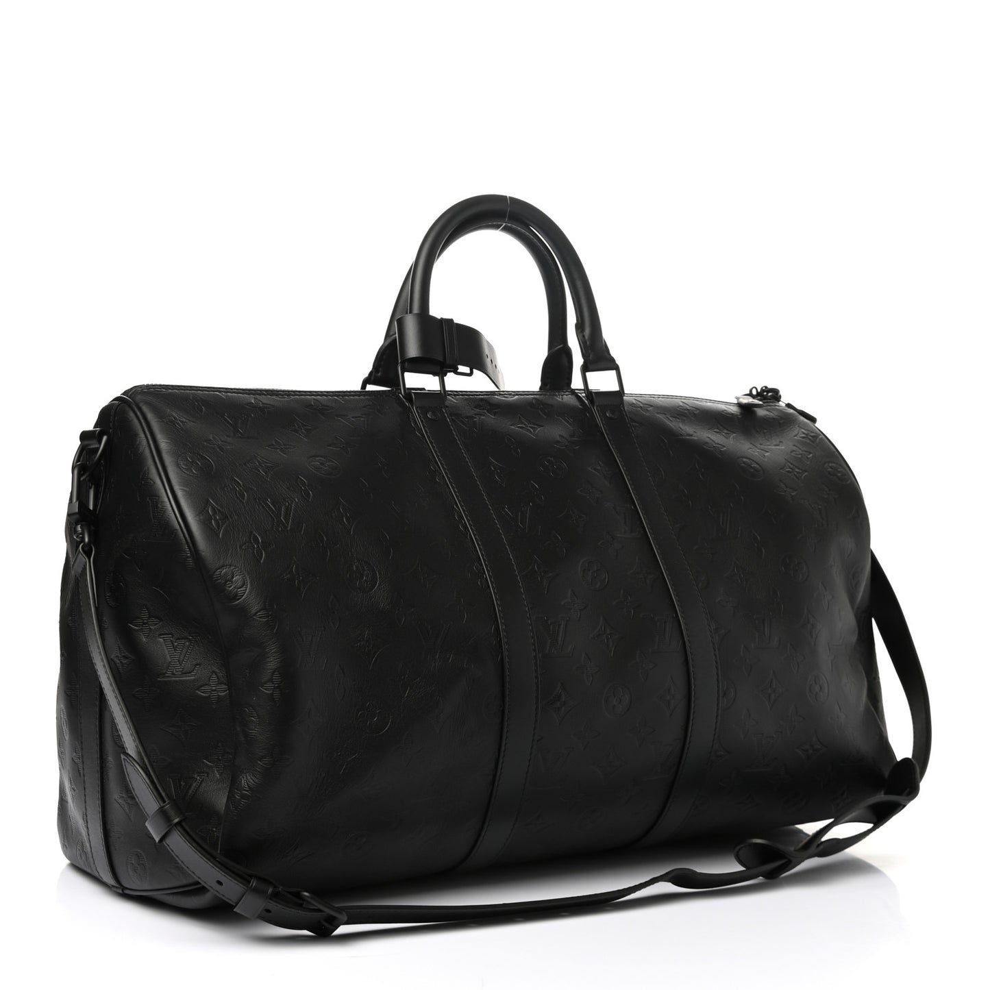 Calfskin Shadow Monogram Keepall Bandouliere 50 Black