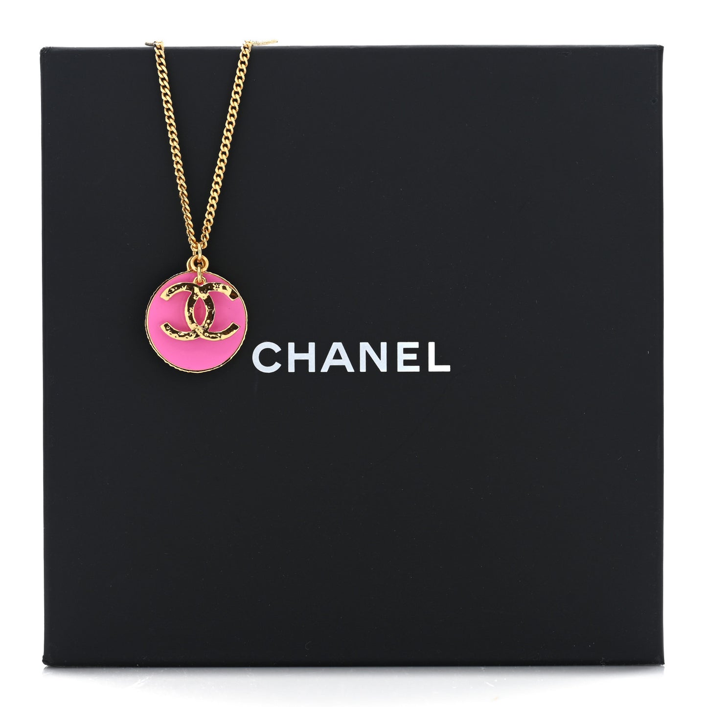 Metal Resin Chain CC Choker Gold Pink