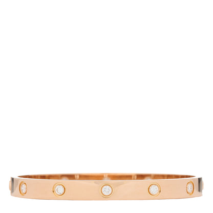 Cartier 18K Pink Gold 10 Diamond LOVE Bracelet 17 1 of 6