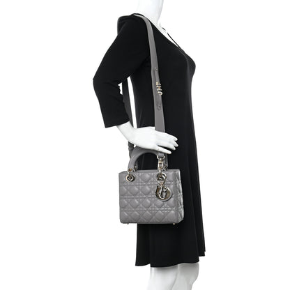 Christian Dior Lambskin Cannage Small My ABCDior Lady Dior Grey 2 of 10