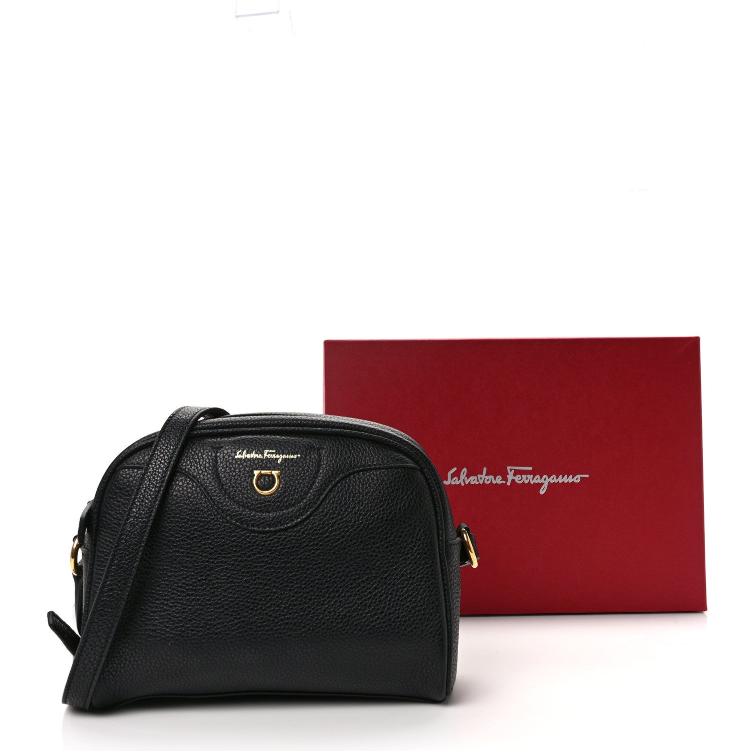 Salvatore Ferragamo Calfskin Travel Camera Crossbody Bag Black 13 of 13