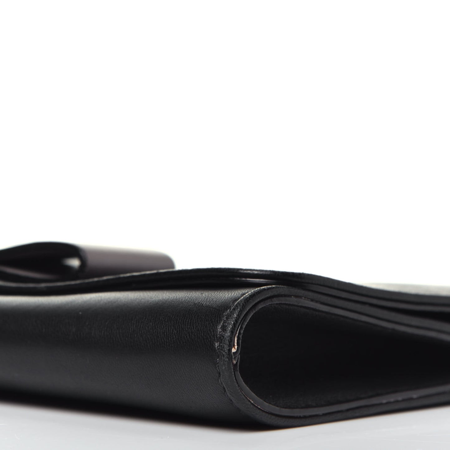 Lambskin Bow Wallet On Chain Black