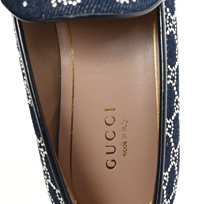 Gucci New Denim Crystal GG Monogram Womens 1953 Horsebit Jordaan Loafer 36 Blue 8 of 10