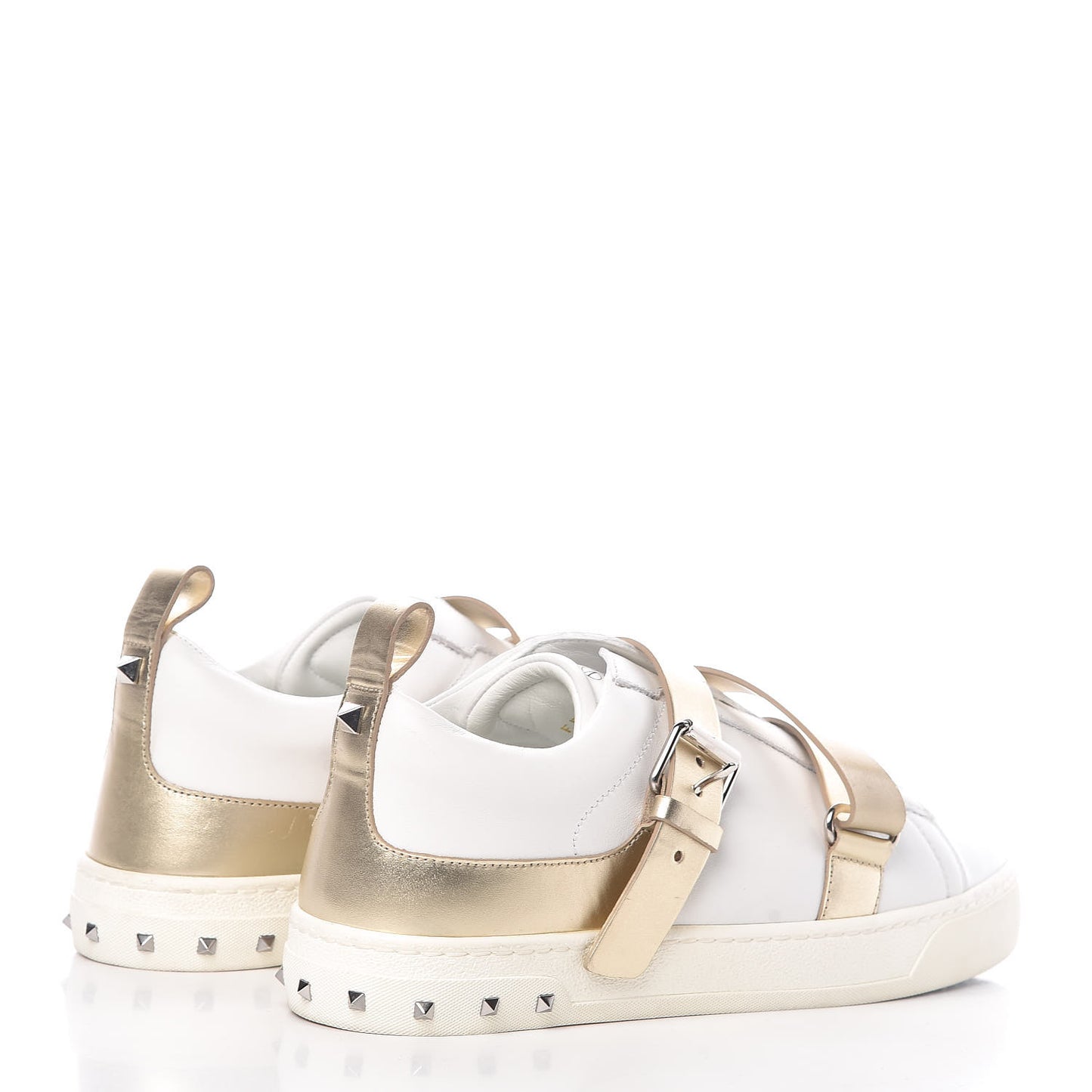 Calfskin Womens V Punk Low Top Sneakers 37 White Platino
