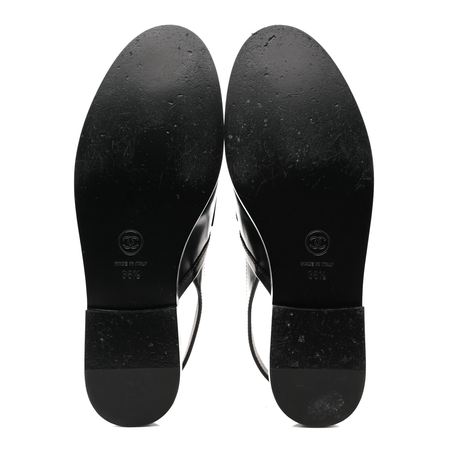Shiny Calfskin Slingback Loafers 36.5 Black